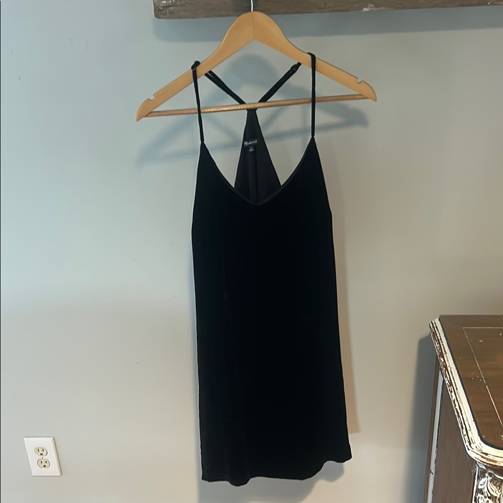 MADEWELL Black Velvet Spaghetti Strap Dress NWT